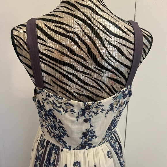 Blue and Cream Floral Midi Dress - Picture 8 of 12